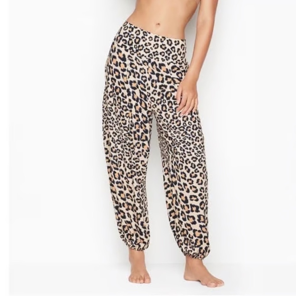 Victoria’s Secret Leopard Breezy Harem Ankle Pants Pull On New